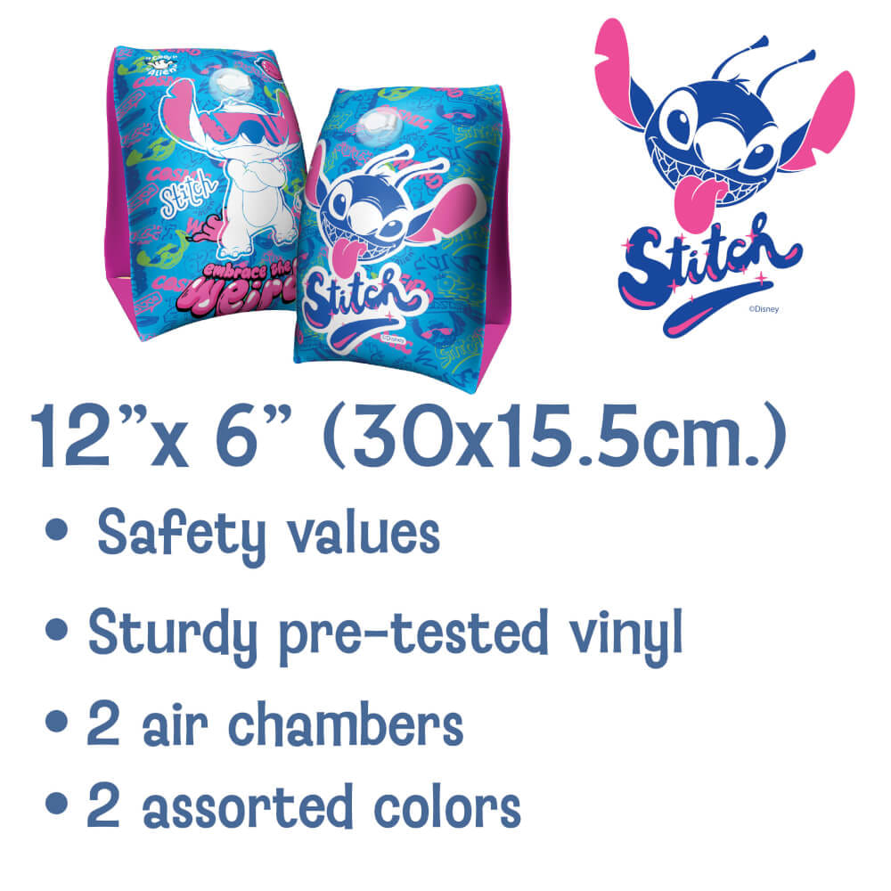 ปลอกแขนว่ายน้ำเด็ก ขนาด 12 X 6 นิ้ว ลาย STITCH สีชมพู_4